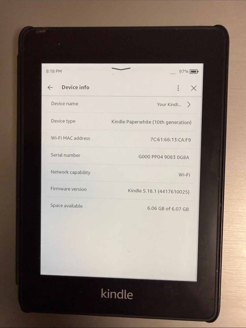 Amazon Kindle Paperwhite e-Reader in Black